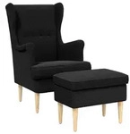 vidaXL Sessel mit Fu&szlig;hocker 2 stk. Schwarz Boucl&eacute; - Schwarz