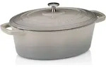 Kasserolle, 4,0 L, mit Deckel, Gusseisen, oval, hellgrau, 29 x 23 cm, PFAS/PTFE...