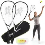 Badminton-Set f&uuml;r 2 Spieler - Aluminiumschl&auml;ger, 5-Federb&auml;lle, Transporttasche -