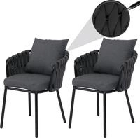 2er-Set Aluminium-Gartenstuhl MCW-P89, Gartensessel Outdoor Stuhl, Stoff/Textil (180