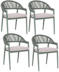 BELIANI Gartenstuhl 4er Set Gr&uuml;n Aluminium u. Seilgeflecht mit Armlehnen...