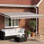 vidaXL Manuelle Gelenkarmmarkise mit LEDs Hellgrau und Wei&szlig; 3 x 2,5 m