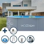 Stahlwandpool Set (5-teilig) hoch rund Classic 460 x 120 cm, Stahl 0,4 mm wei&szlig;...