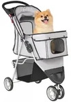 PawHut Hundewagen Faltbar Hundebuggy bis 10kg mit Aufbewahrungskorb, Kissen -...