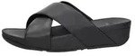 FitFlop Lulu Leather Cross Slides Open Teen - Zwart - Maat 39 - Schwarz - 39