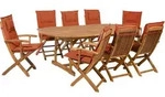 BELIANI Gartenm&ouml;bel Set Hellbraun Rot Akazienholz Textil 8-Sitzer inkl....