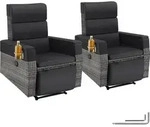 tectake&reg; Aluminium Rattansessel Pacentro verstellbare R&uuml;ckenlehne und Fu&szlig;ablage
