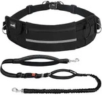 Joggingleine Hunde mit Bauchgurt, elastische Laufleine mit G&uuml;rteltasche,...