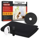 Fliegengitter Fenster 2 St&uuml;ck Zuschneidbar 150x180cm Schwarz Ohne Bohren...