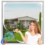 Fenster-Moskitonetz Magnetisch 130x150cm Wei&szlig;er Rahmen Graues Netz Glasfaser
