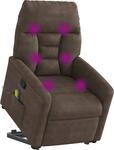 vidaXL Massagesessel mit Aufstehhilfe Braun Mikrofasergewebe