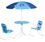 Outsunny 4 tlg. Kindersitzgruppe Garten 2 Klappst&uuml;hle Sonnenschirm Blau - Blau