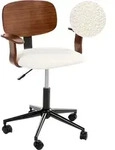 BELIANI Schreibtischstuhl Braun / Cremewei&szlig; Boucl&eacute; Stoff Holzoptik Drehbar