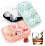 Eisw&uuml;rfelformen Set 3 St&uuml;ck Rund mit Deckel Silikon Schwarz Pink Gr&uuml;n