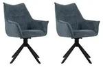 Esszimmerstuhl 2er Set Ginosa blau mit Armlehnen & drehbarem Sitz &ndash;...