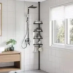 SONGMICS Badregal Duschregal, mit 4 Tabletts, 85-305 cm, h&ouml;henverstellbar - Schwarz