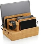 Relaxdays Ladestation, f&uuml;r Apple Watch, Bambus, HxBxT 15 x 21,5 x 15 cm,