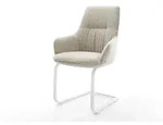 DELIFE Freischwinger Zelia-Flex mit Armlehnen Webstoff Soft Beige Freischwinger...