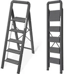 Stufenleiter 5 Stufen klappbar mit Handlauf Aluminium 150 kg Schwarz