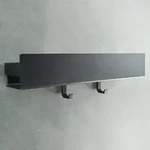 Badregal Schwarz 42 cm ohne Bohren mit Abwasserkan&auml;len und 2 Haken - Schwarz