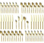 Besteckset 60-teilig Gold matt f&uuml;r 12 Personen Edelstahl Sp&uuml;lmaschinenfest -...