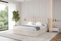 ALTDECOR Polsterbett mit Bettkasten - STERA - 120x200 - Beige - Bett mit...