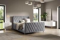 Boxspringbett Schlafzimmerbett CARLITO PREMIUM 200x220cm Stoff Fresh Grau