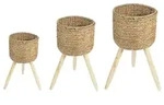 &Uuml;bertopf NAPARI 3er Set mit Standfu&szlig; - Natur, Robustes Seegras und Holz,...