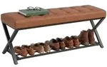 HOMCOM 112 cm Schuhbank mit Sitzfl&auml;che, Stauraum, Kunstleder, Braun - Braun