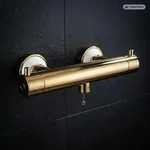 PaulGurkes Dusch-Thermostat Retro mit Keramik Mischbatterie Antik Gold Hochglanz
