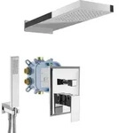 PaulGurkes Wasserfall Dusche-Set Duschsystem Regendusche Eckig