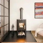 Kaminofen Haas & Sohn Prunus II Serpentino grey stone 6,4 kW mit Holzfach -...