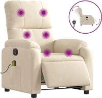 vidaXL Massagesessel Elektrisch Beige Mikrofasergewebe