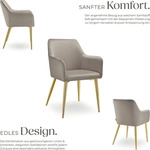 tectake&reg; Armlehnstuhl Avane in Samtoptik, gepolstert 55 x 63,5 x 86,5 cm - Taupe
