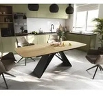 DELIFE Esstisch Edge Boot 180-220x100 cm Keramik Laminam&reg; Sabbia Eichefarbig