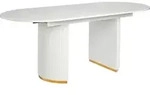 BELIANI Esstisch Wei&szlig; MDF-Tischplatte Gl&auml;nzend Oval Ausziehbar 160/200 x 90...