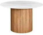 BELIANI Esstisch Wei&szlig; / Braun aus Sinterstein Marmor Optik MDF Geriffeltes...