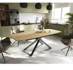 DELIFE Esstisch Edge Boot 180-220x100 cm Keramik Laminam&reg; Sabbia Eichefarbig