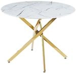 Esstisch BELLAGIO Gold Chrom / Wei&szlig; Marmor