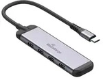 MediaRange USB-HUB 4-Port 3x USB-C 3.2 / 1x USB-C PD silber