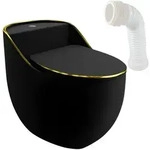 LAVITA Einteilige Stand-WC mit eingebautem Sp&uuml;lkasten SILIA RIM BLACK/GOLD LINE 