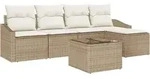 vidaXL Sofa Set 6 stk. Beige [Synthetisch]: Poly Rattan - Beige