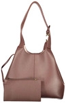 Coccinelle Damen Schultertasche C-EASY BAG Braun mit kontrastierenden Details
