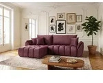 Ecksofa 280x184 cm mit Schlaffunktion & Bettkasten &ndash; Bordeaux Samt &ndash; L-Sofa
