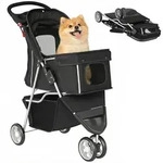 PawHut Hundewagen Faltbar Hundebuggy bis 10kg mit Aufbewahrungskorb, Kissen -...