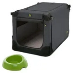Maelson Soft Kennel anthrazit 82 cm + Biod Bowl - Transportbox und Futternapf...