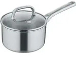 Stieltopf mit Glasdeckel 16 cm, poliert - Tricion Resist - Grau
