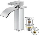Wasserhahn Bad mit Ablaufgarnitur, Wasserfall Waschtischarmatur Einhandmischer,