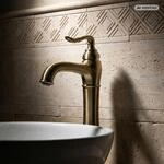 PaulGurkes Nostalgie Armatur Bronze Messing Lang f&uuml;r Aufsatzwaschbecken