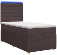 vidaXL LED Boxspringbett mit Matratze Dunkelbraun 100 x 200 cm Stoff